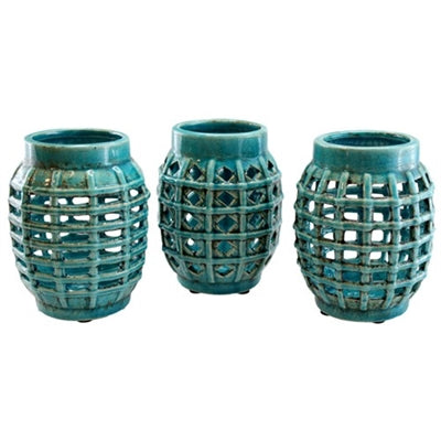 Small Blue Ceramic Lantern