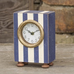 Blue and White Striped Clock